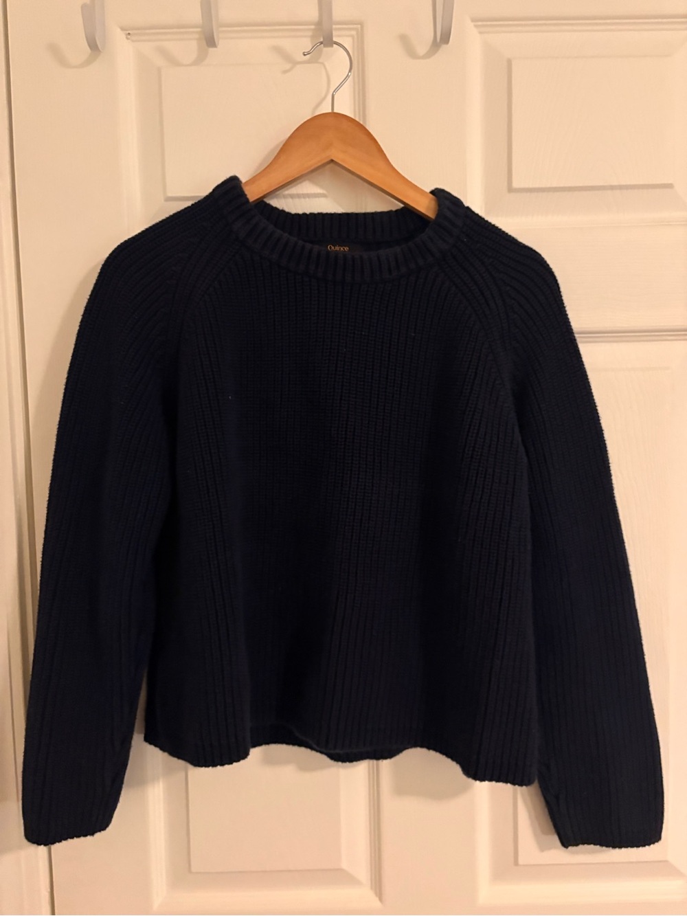Quince Navy Organic Cotton Fisherman Sweater